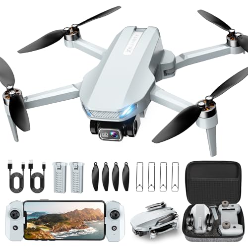 Drone with Camera, 2K HD FPV Drone with Brushless Motor, Altitude Hold, Gesture Selfie, One Key Take Off/Landing, 3D Flips, Waypoint Fly, 2 Batteries, Foldable Mini Drones for Kids and Beginners