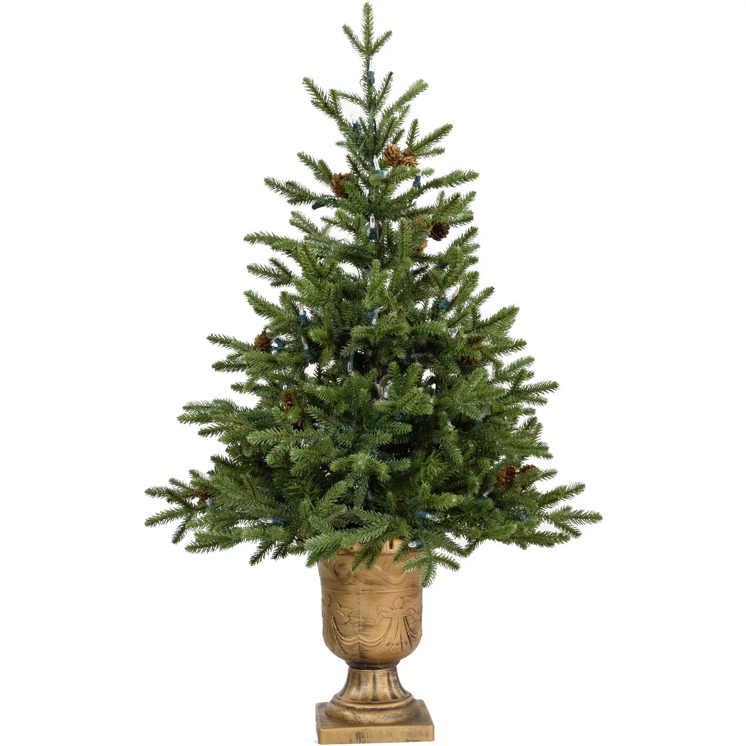 Fraser Hill Farm 4-Ft. Noble Fir Artificial Tree with Metallic Urn Base
