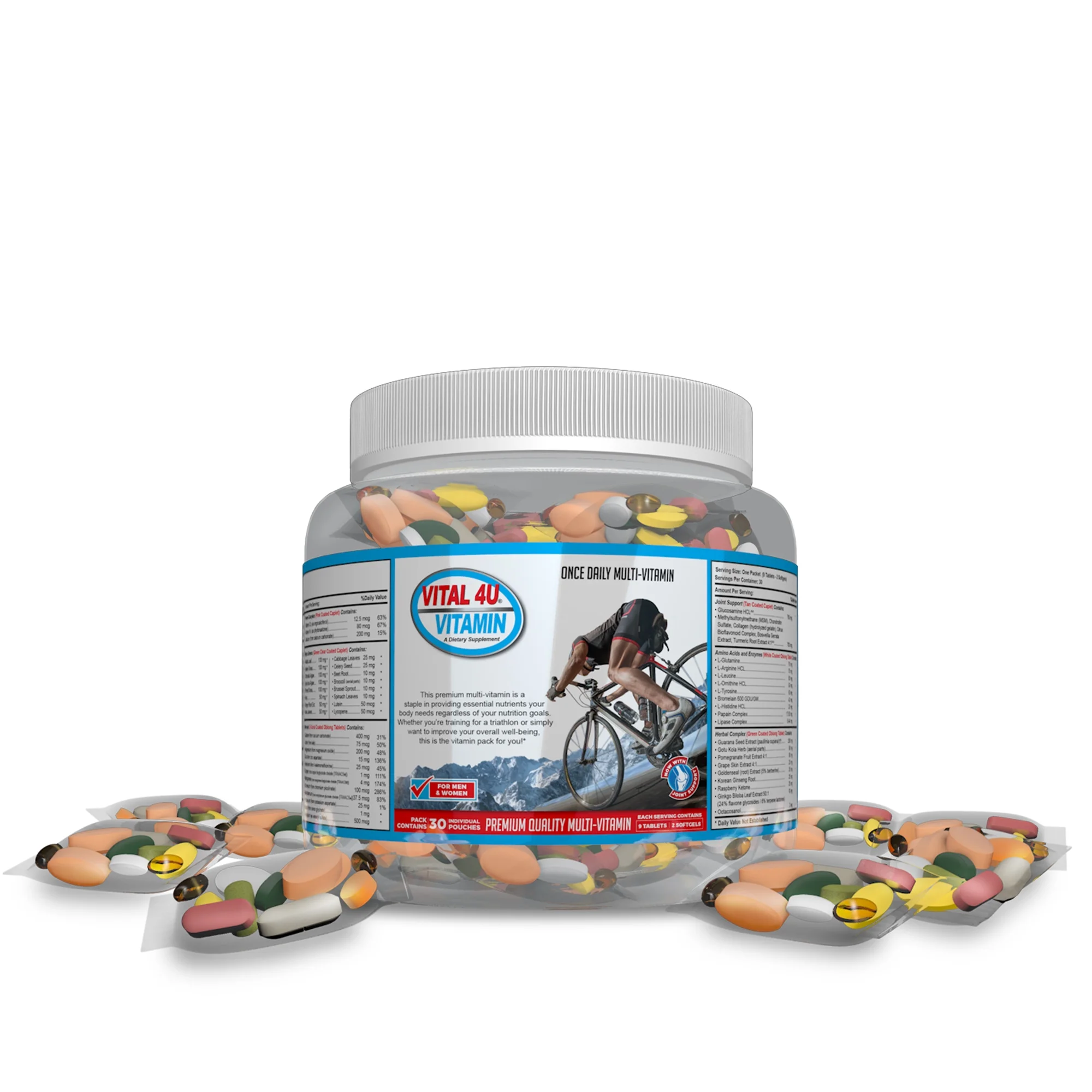 Vital 4U Vitamin Premium Multivitamin for Men and Women with Joint Support, 30 Count