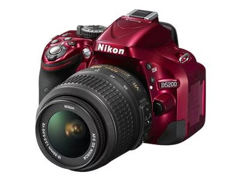 Nikon D5200 - Digital camera - SLR - 24.1 MP - APS-C / 30 fps - 3x optical zoom AF-S VR DX 18-55mm lens - red