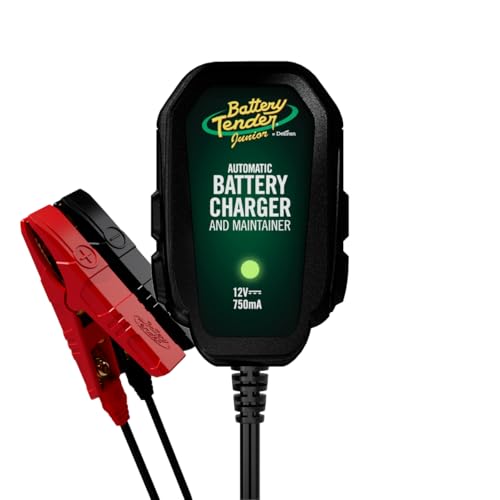 Battery Tender Junior 12V, 750mA Charger and Maintainer: Automatic 12V Powersports for Motorcycle, ATVs, and More - Smarter Than a Trickle Charger - 021-0123