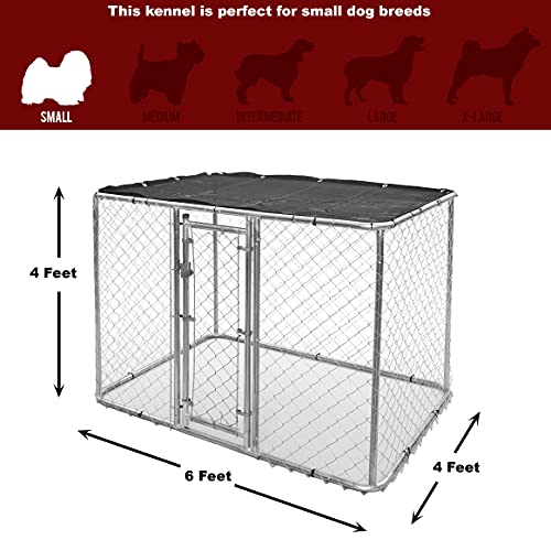 MidWest Homes for Pets Chain Link Portable Kennel with a Sunscreen, 6L x 4W x 4H Feet, K9 Kennel K9644