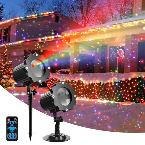 JACKYLED Christmas Projector Lights Outdoor, 3 Color Firefly Laser Lights with Remote Control, Outdoor Projector for Christmas House Decorations, 1-Pack