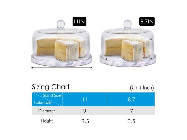 CE Compass Marble Cake Stand Base w/ Roomy Glass Cover Dome, Multifunctional Serving Platter, Cutting Board Slab, for Baker Past