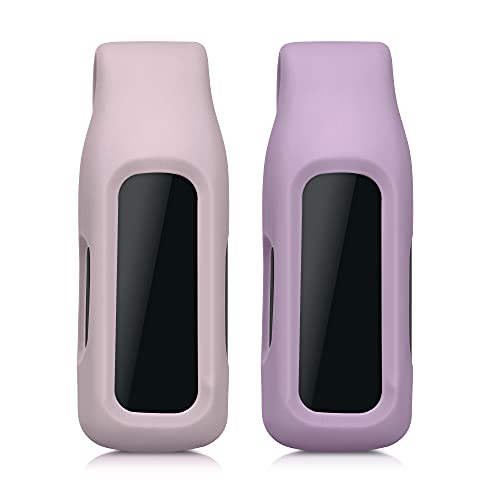 kwmobile 2X Clip Holders Compatible with Fitbit Inspire 3 / Inspire 2 / Ace 3 - Clip-On Holder Replacement Set - Black/Dark Rose