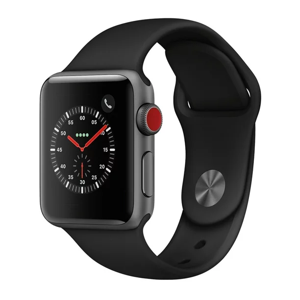 Restored Apple Watch Series 3 38mm Space Gray Aluminum Case with Black Sport Band (GPS + Cellular LTE) (Refurbished)