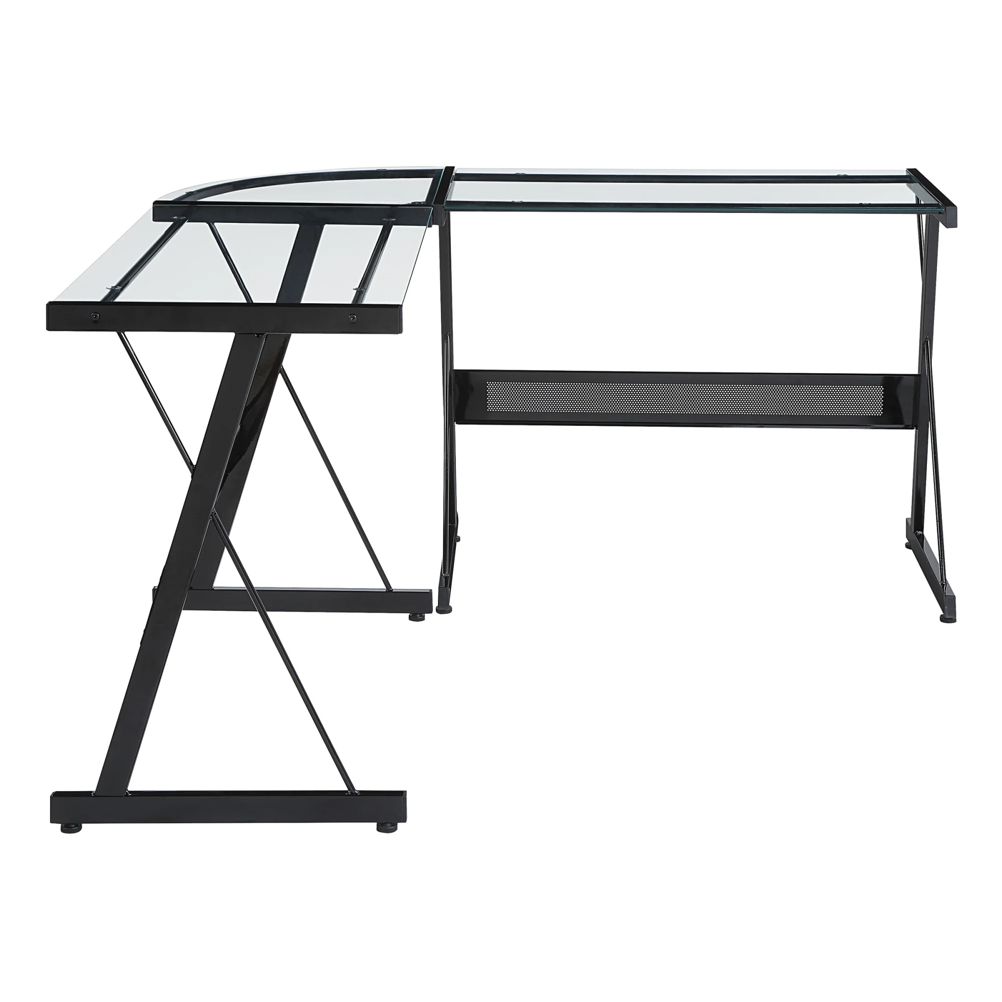 OSP Home Furnishings Prime Glass & Metal L-Shape Desk