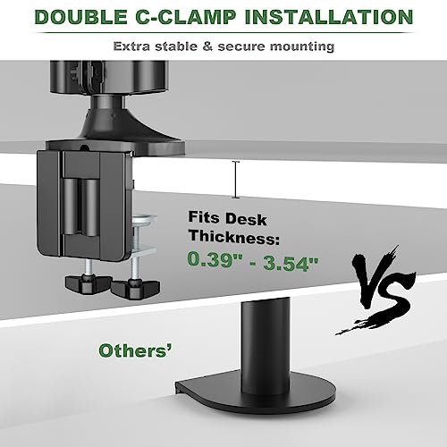 Triple Monitor Mount, 3 Monitor Desk Mount for Three Flat/Curved Computer Screens up to 27 inch, Fully Adjustable Gas Spring Triple Monitor Arms Hold up to 17.6lbs, VESA 75x75/100x100mm