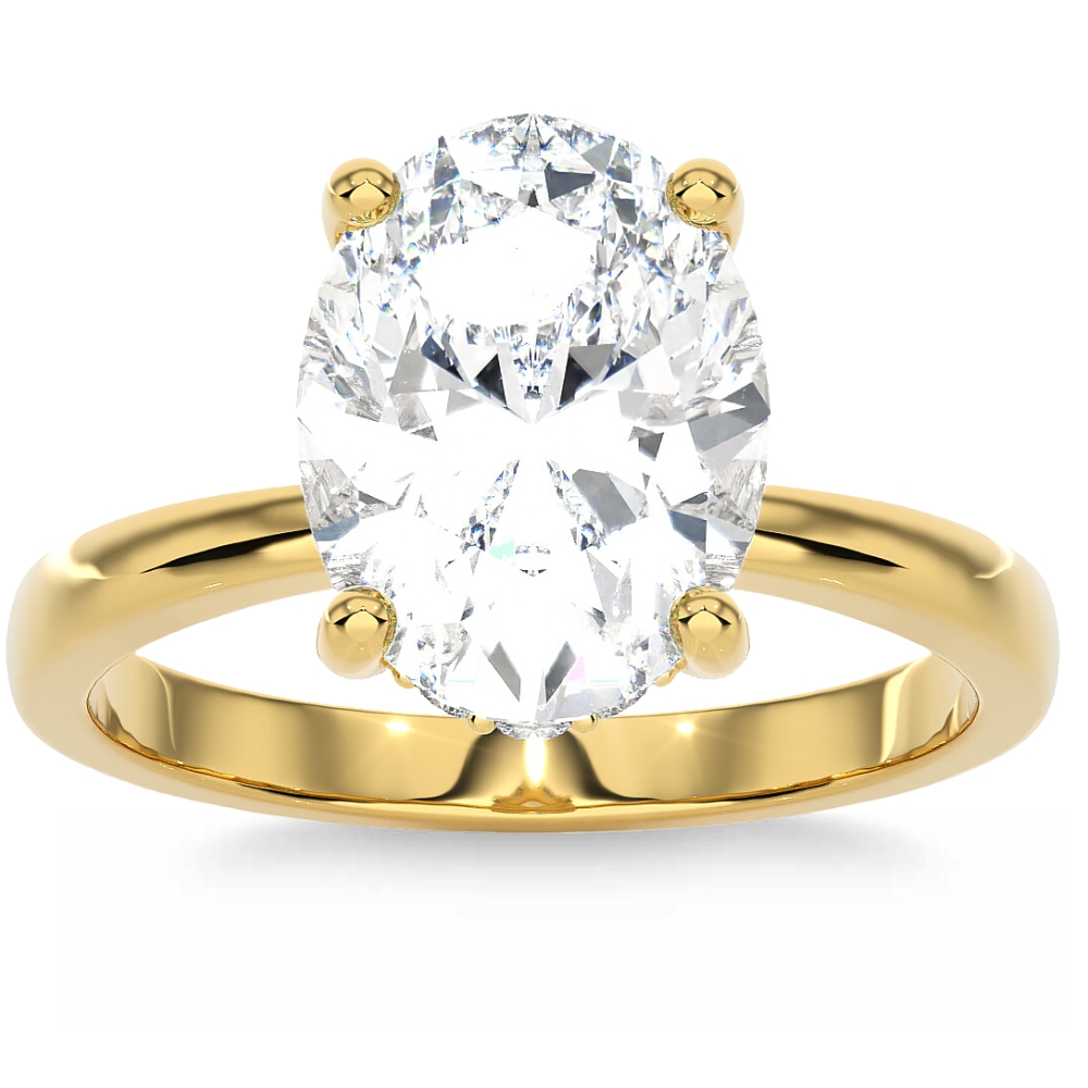 Pompeii3 Certified 3.10Ct Oval Diamond Side Halo Engagement Ring in 14k Gold
