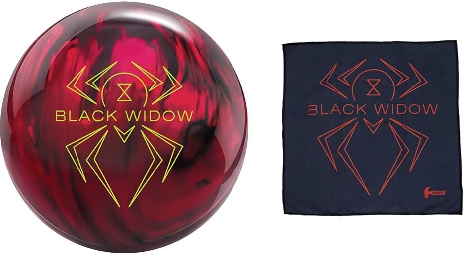 Hammer Black Widow 2.0 Hybrid Bowling Ball 14lbs & Bowling Products Bowling Widow Micro Suede Towel, Black