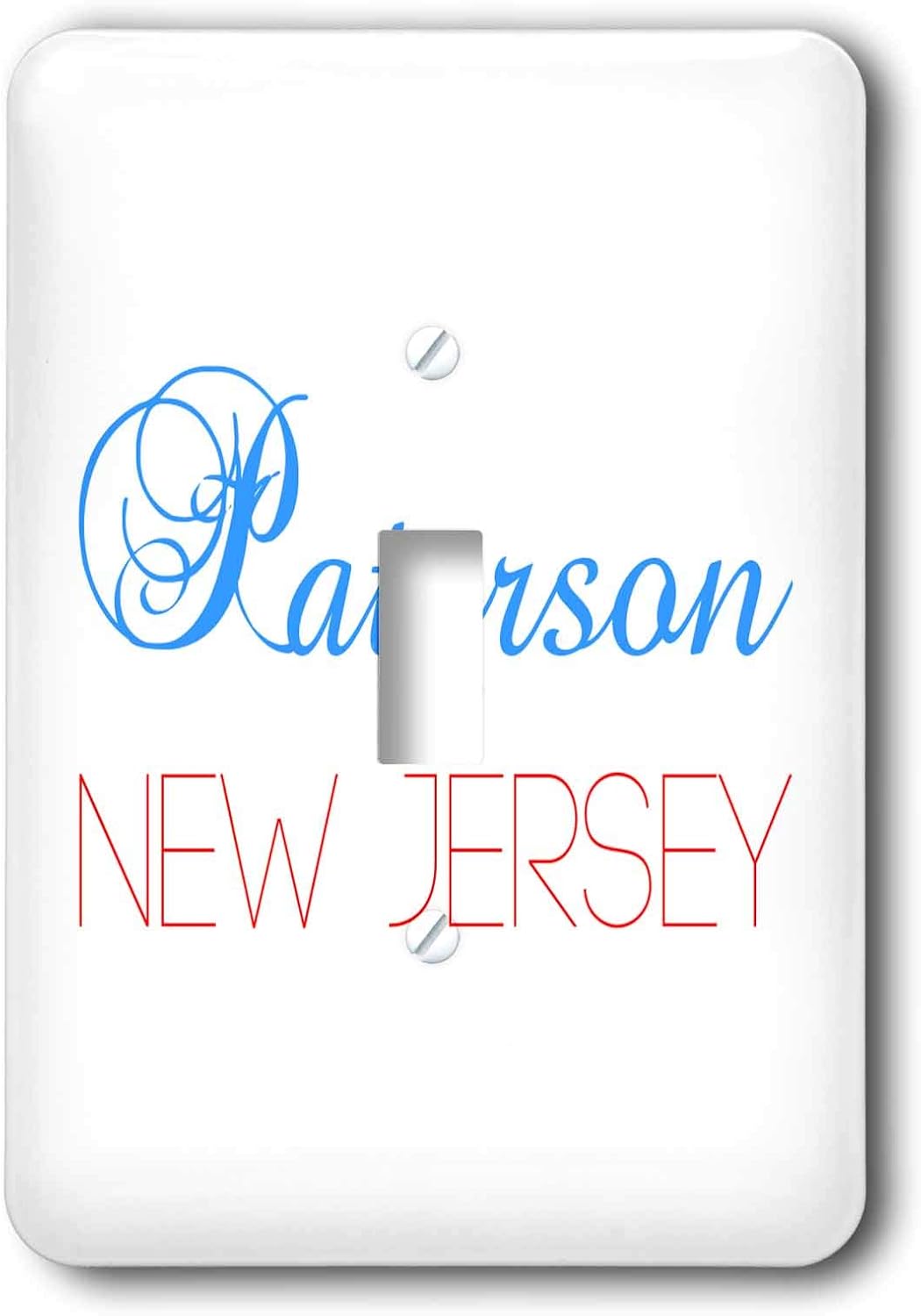 3dRose Alexis Design - American Cities Nevada-New-York - Paterson, New Jersey blue, red text. Patriotic USA home town gift - single toggle switch (lsp_300574_1)