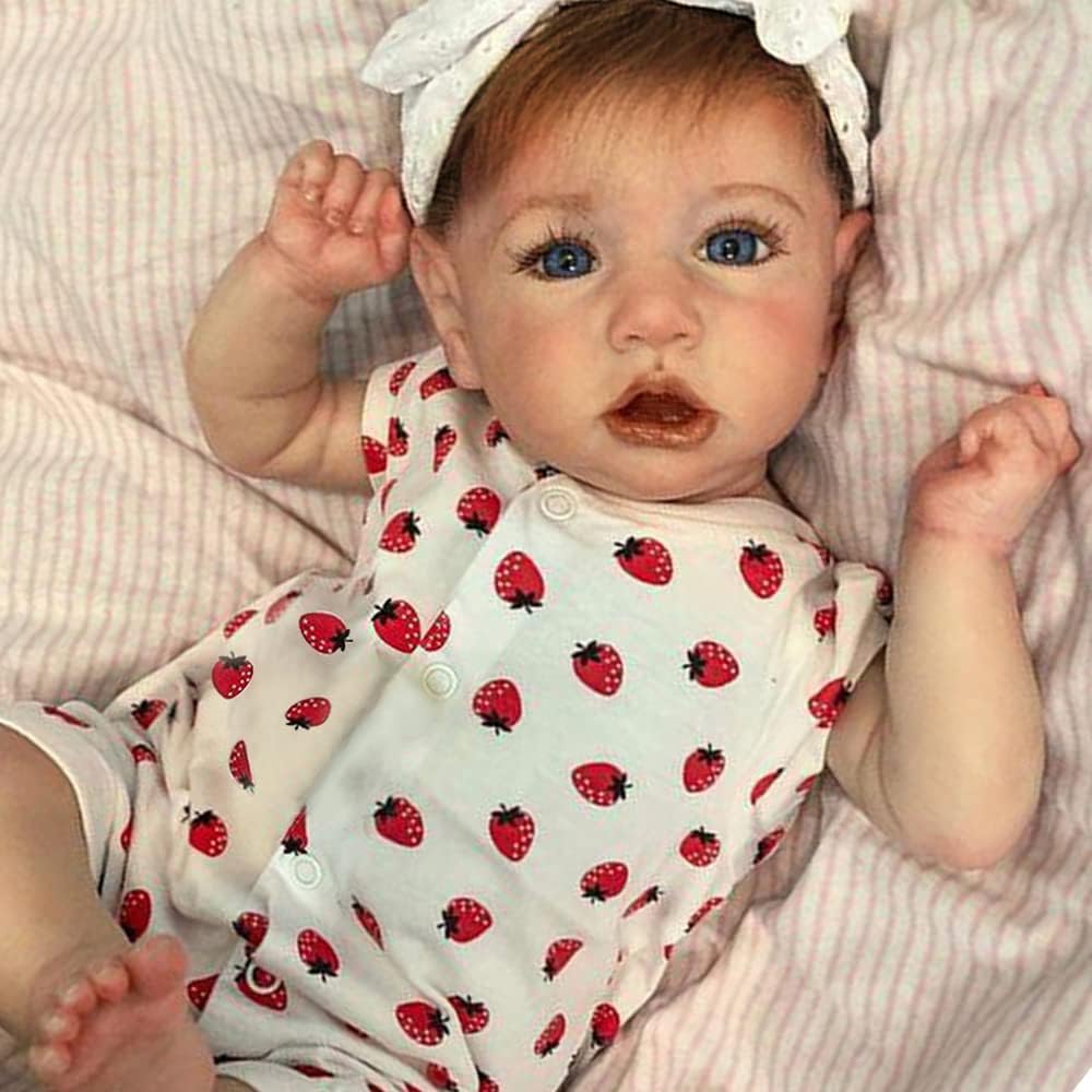 Reborn Baby Dolls Girl with Realistic Veins, 20 Inch Newborn Baby Doll with Weighted Cloth Body, Lifelike Reborn Doll, Advanced Painted Vinyl Gift Set for Kids Age 3+, Real Saskia Replica
