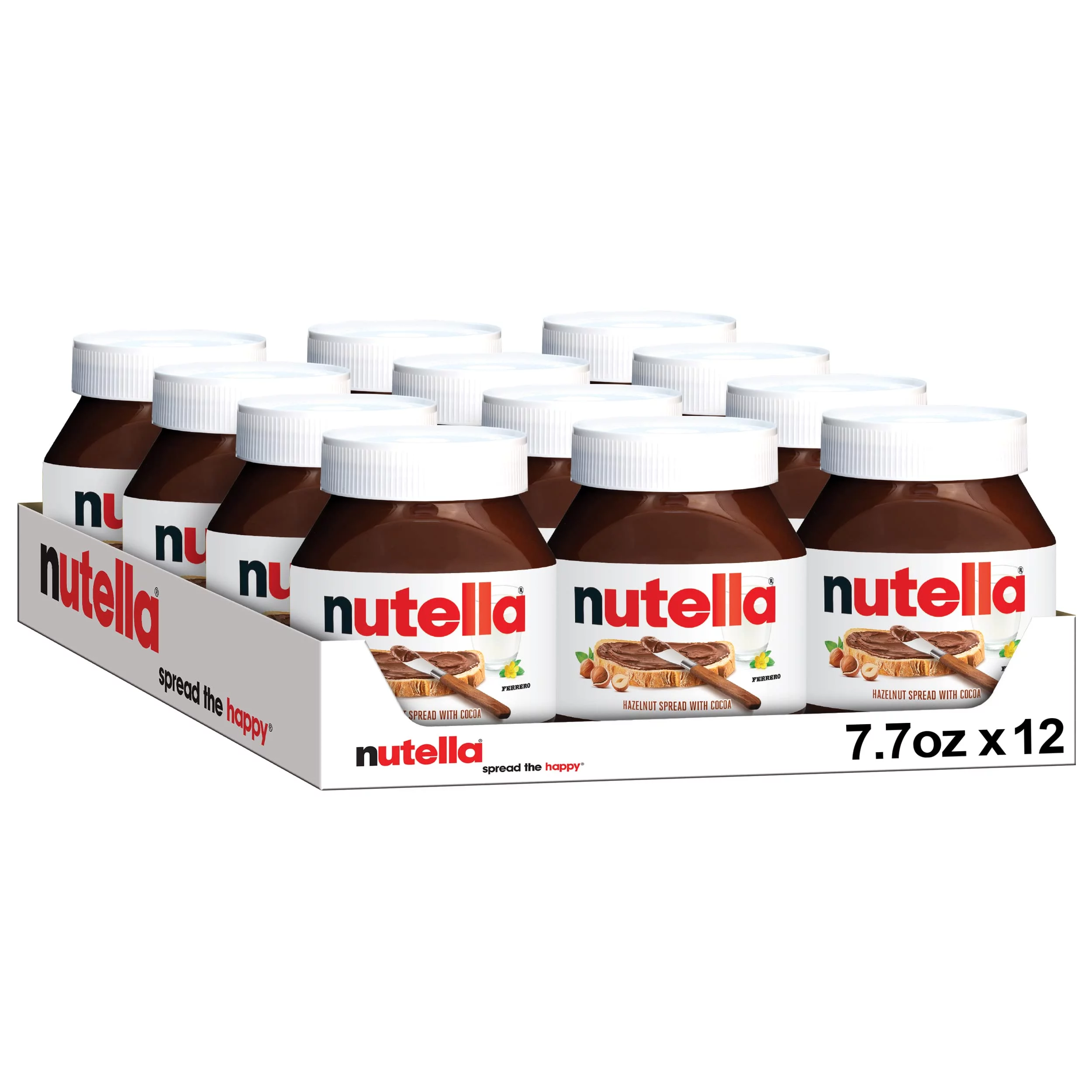 Nutella, Hazelnut Spread With Cocoa For Breakfast, 7.7 Oz Jar, Bulk 12 Pack