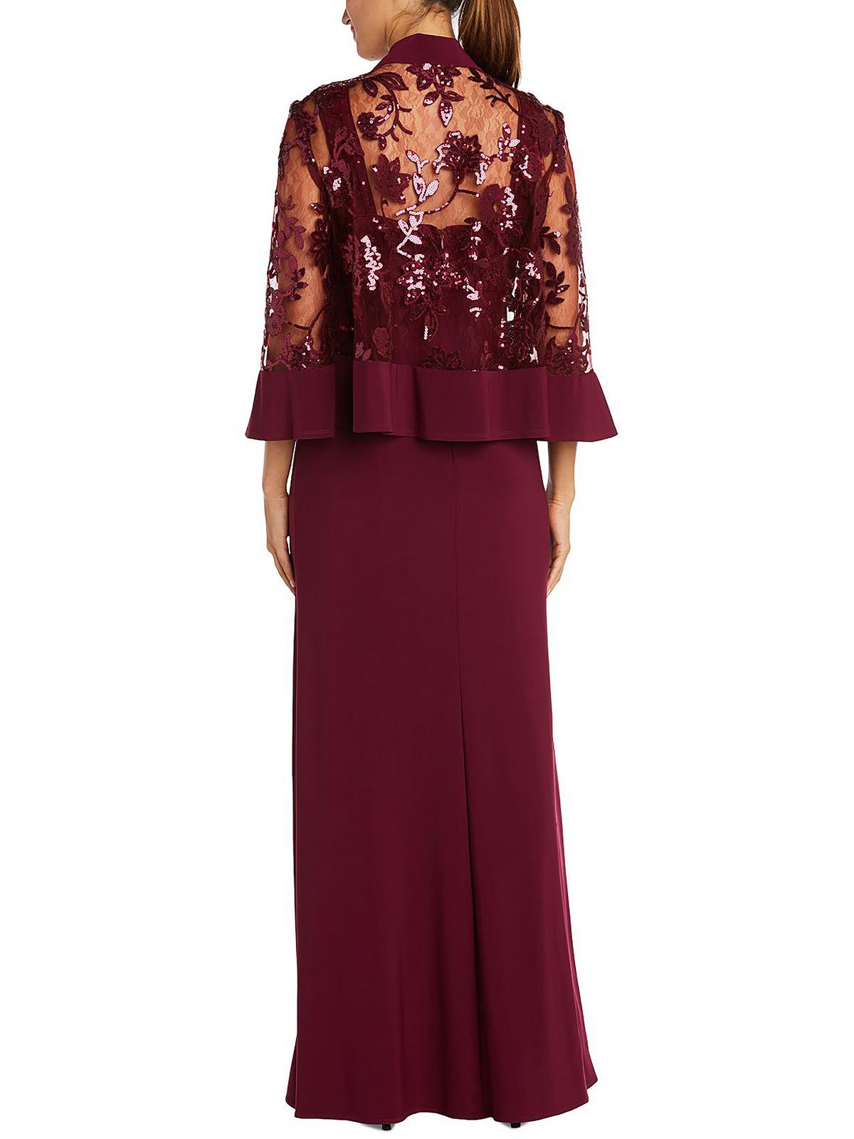 R&M Richards Womens Petites Lace 2PC Evening Dress