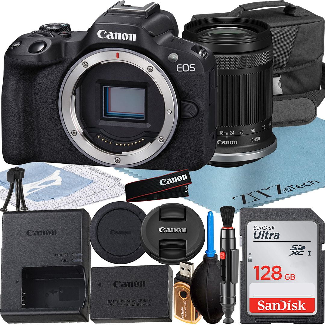 Canon EOS R50 Mirrorless Camera with RF-S 18-150mm Lens + SanDisk 128GB Memory Card + Case + ZeeTech Accessory Bundle - Curated Treasures Market
