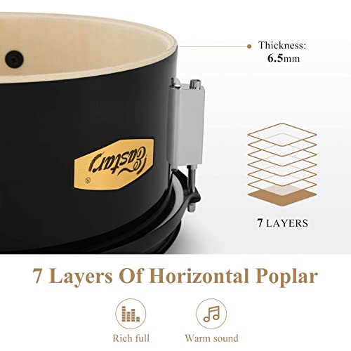 Drum Set Eastar 16 inch 5-Piece, Junior Drum Kit for Beginners Kids Teenagers with Adjustable Throne and Cymbal, Pedal & Drumsticks, Metallic Black (EDS-350BK)