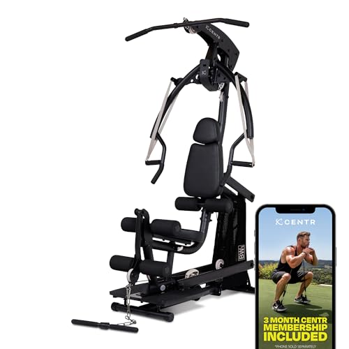 Centr Body Weight Home Gym Machine - Upper & Lower Body Weight Machine & Home Gym System with Multifunctional Cable for Full Body Workout Set - Exercise Equipment with Leg Extension & Leg Curl Station