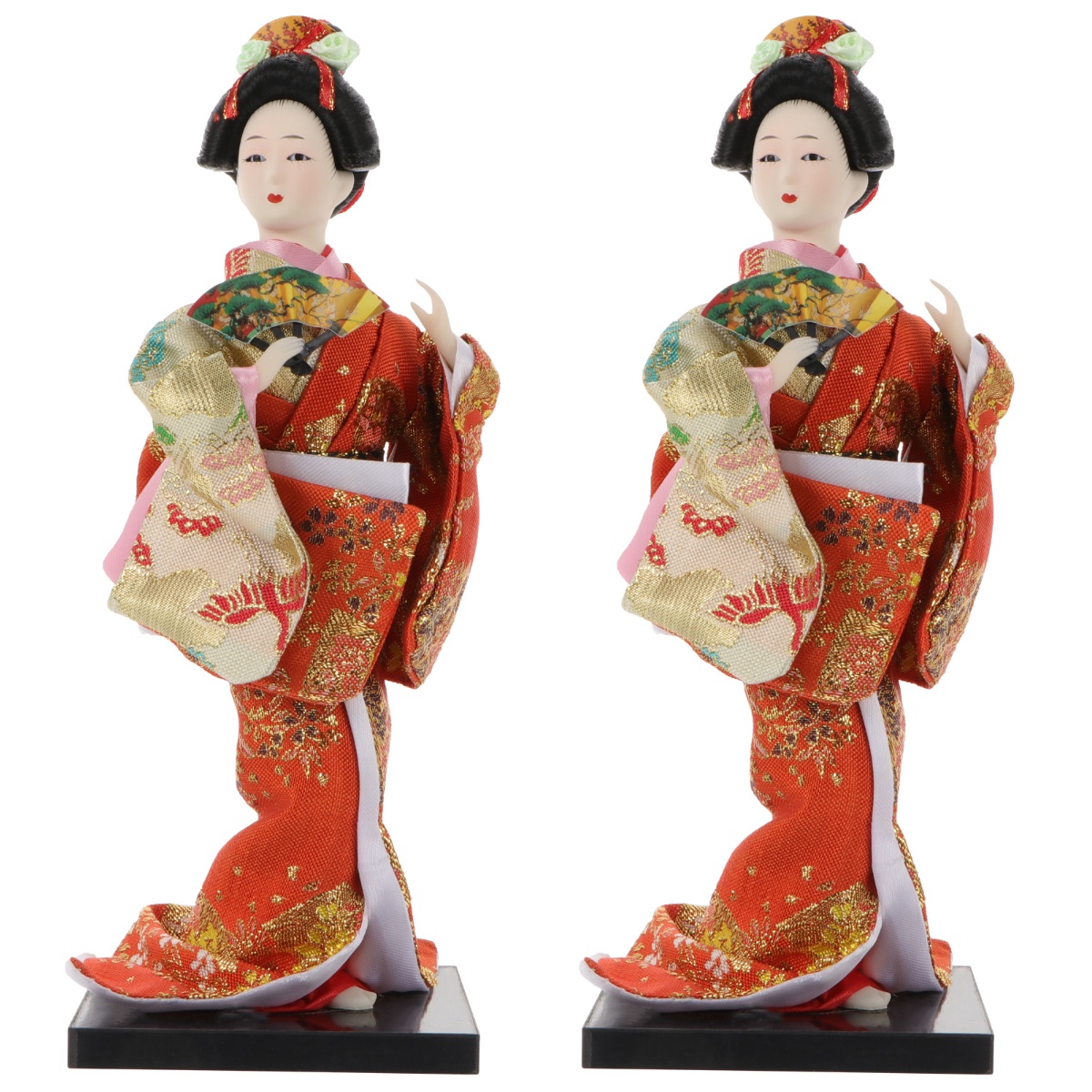 2 Pc Kimono Doll Japanese Style Desktop Adornment The Gift Antique Folk Geisha Silk Art Crafts Child Miss