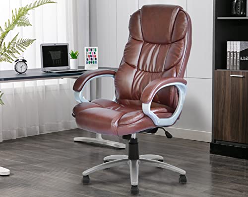 Big and Tall Office Chair High Back Executive Office Chair Comfortable Thickening Padded Cushion Leather Chair All Day Comfort Wide Seat Ergonomic Computer Desk Chair with Armrest