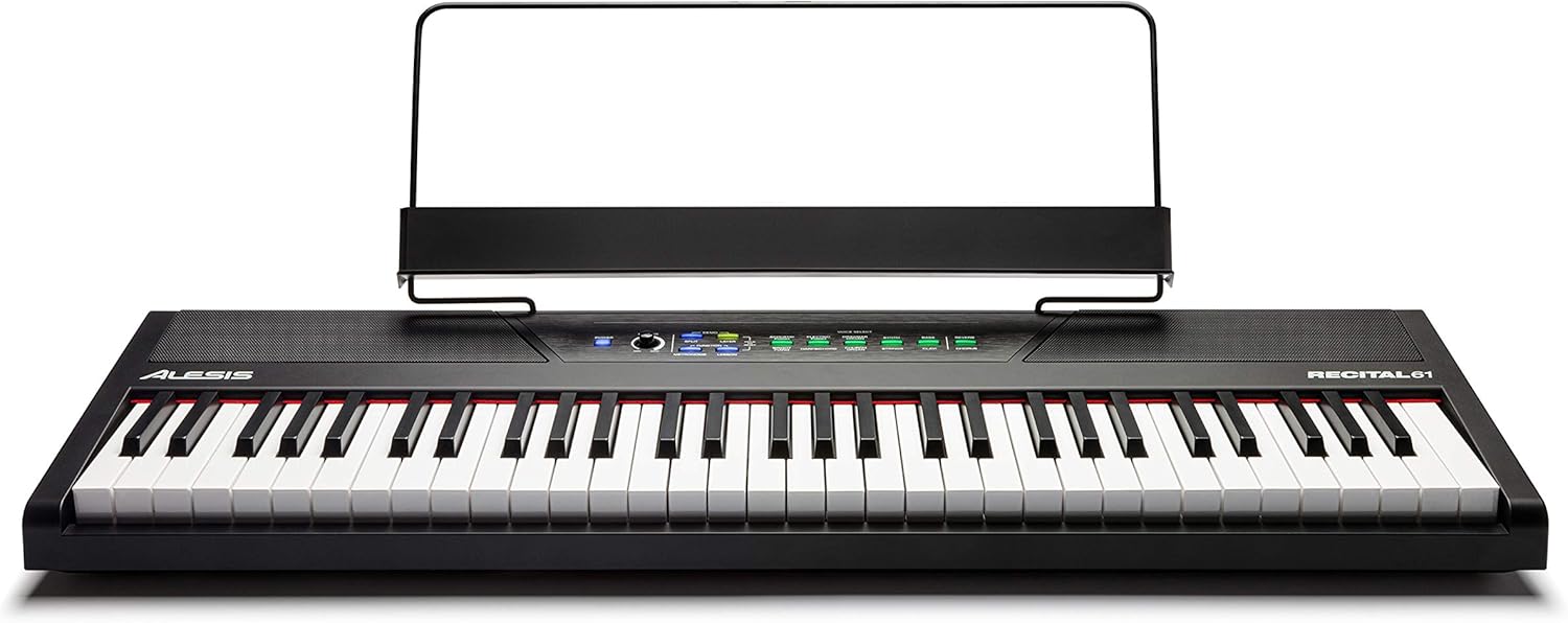 Alesis Recital 61 – 61 Key Digital Piano Keyboard with Semi Weighted Keys, 20W Speakers, 10 Voices, Split, Layer and Lesson Mode, FX and Piano Lessons