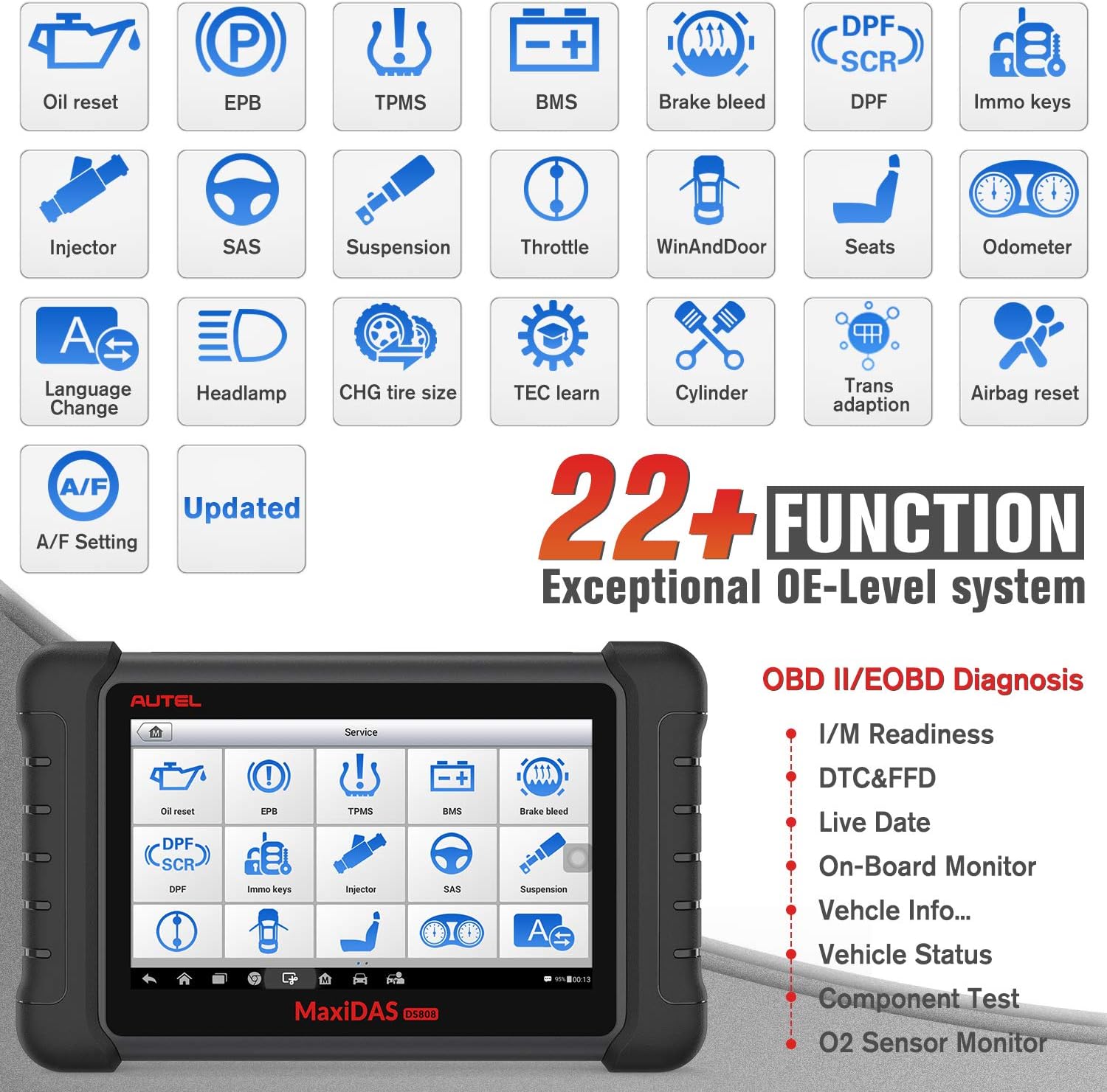 Autel MaxiDAS DS808K Diagnostic Scan Tool - 2022 New Model of DS708, DS808 Kit Same As MS906 with VAG Guided Functions/ Reflash Hiddens, Bi-Directional Control, 30+ Services, All System Diagnostics