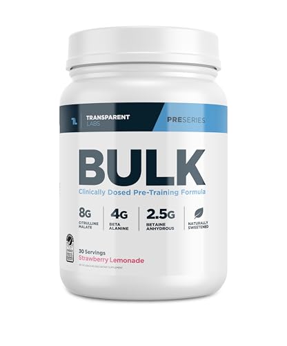 Transparent Labs Bulk Pre-Workout Powder (30 Servings, Strawberry Lemonade) & Creatine HMB (30 Servings, Hawaiian Splash)