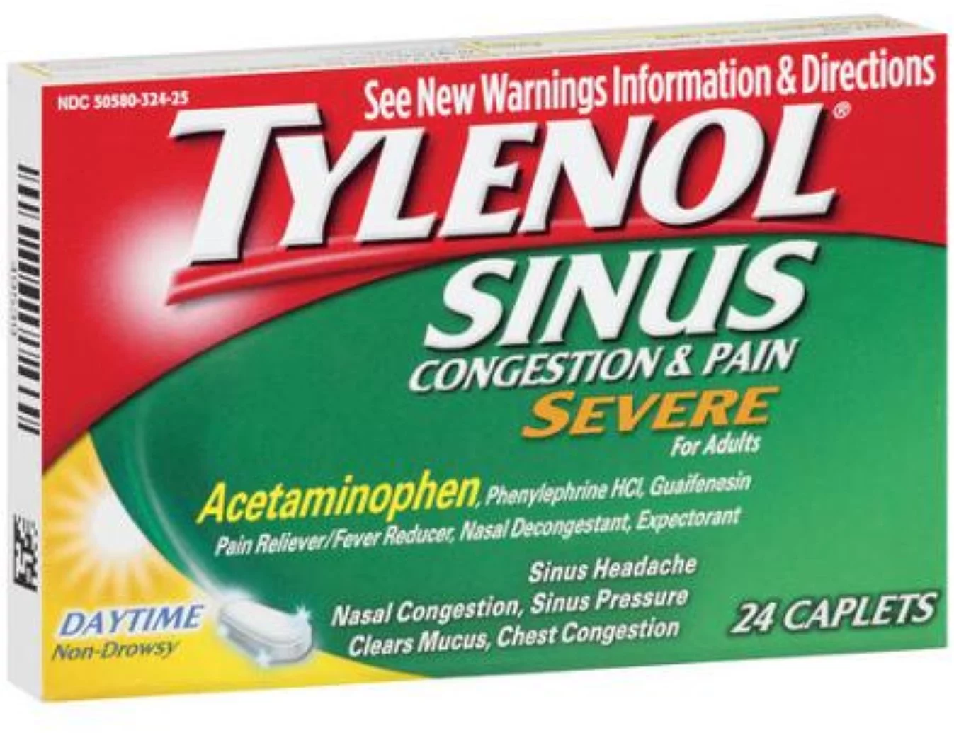 TYLENOL Sinus Congestion & Pain, Severe Caplets Daytime Non-Drowsy 24 EA (Pack of 6)