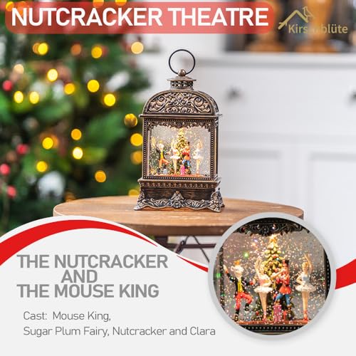 Snow Globe Lights ，Nutcracker and Mouse King Scene Music Box, USB and Battery-Powered Christmas Decorations Gift.
