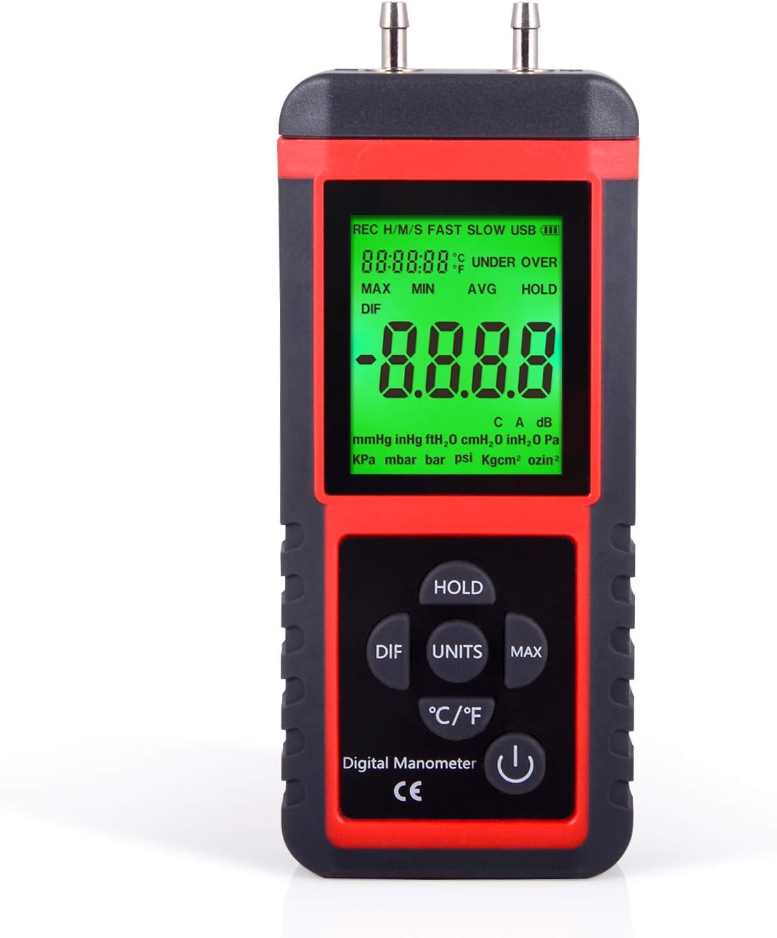 EHDIS Manometer Gas Pressure Tester Digital Air Pressure Meter Differential Pressure Gauge HVAC Gas Pressure Tester Pack of 2