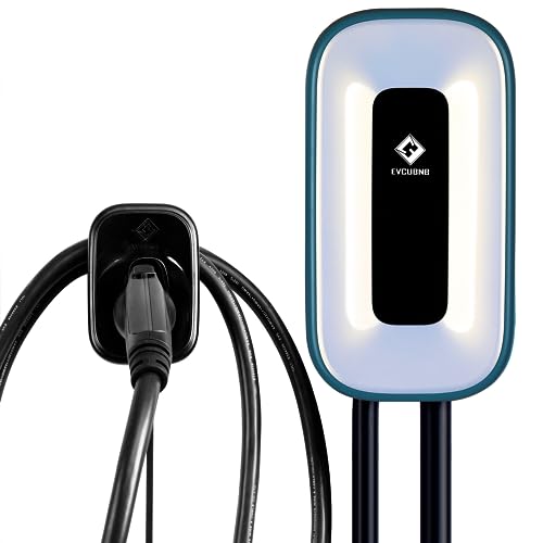 EV Charger Level 2, Ultra Compact, Up to 50 Amp Charging Station for Home, 240V EVSE, Indoor/Outdoor, 23Ft Cable Level 2 EV Charger, Direct Charging，NEMA 6-50 Plug(3-Prong) or Hardwired