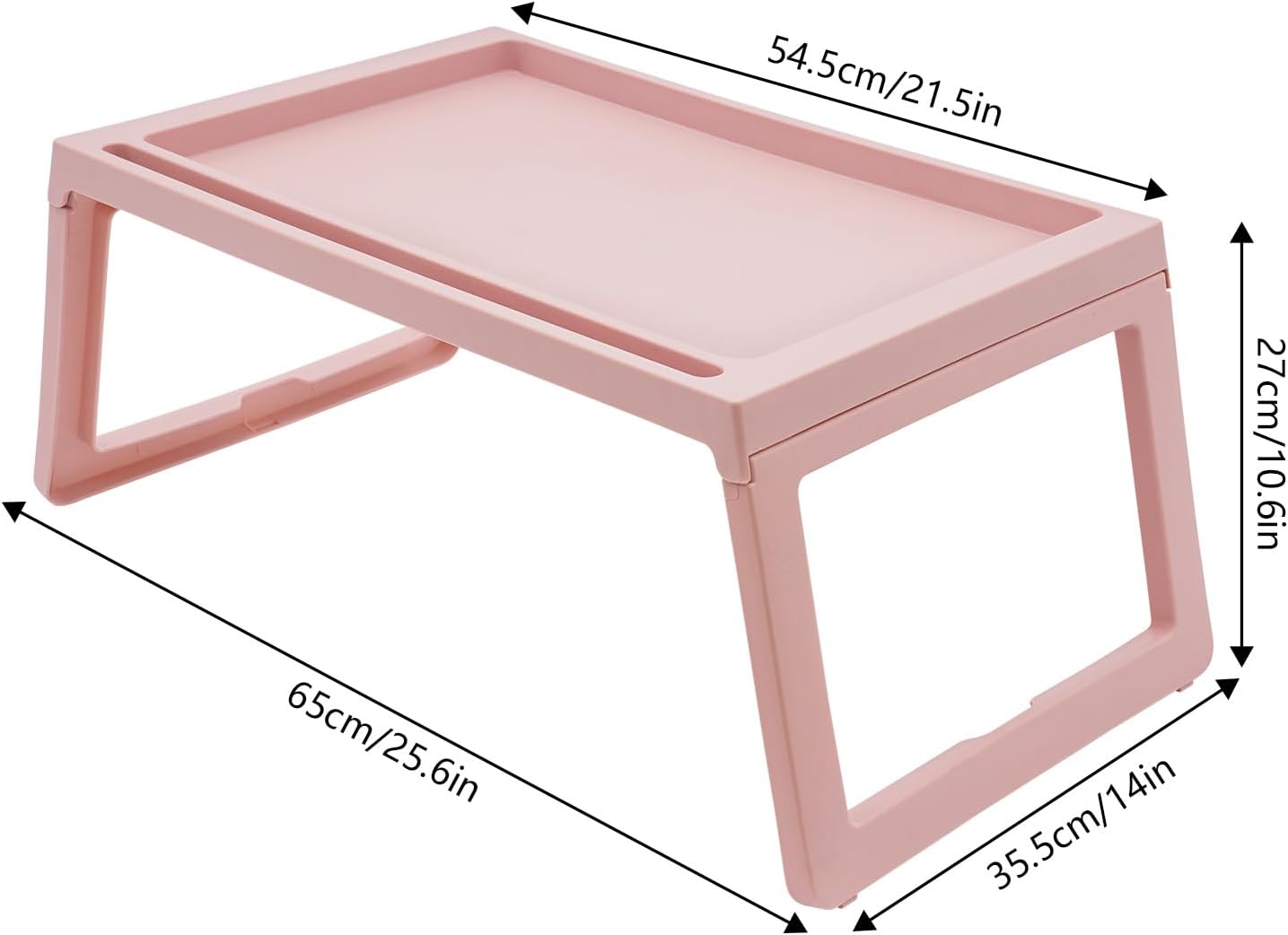 6 Pcs Breakfast in Bed Tray Folding Table Modern Plastic Foldable Laptop Desk Cute Serving Food Trays for Home Eating on Bed Sofa Laptops Party, Pink
