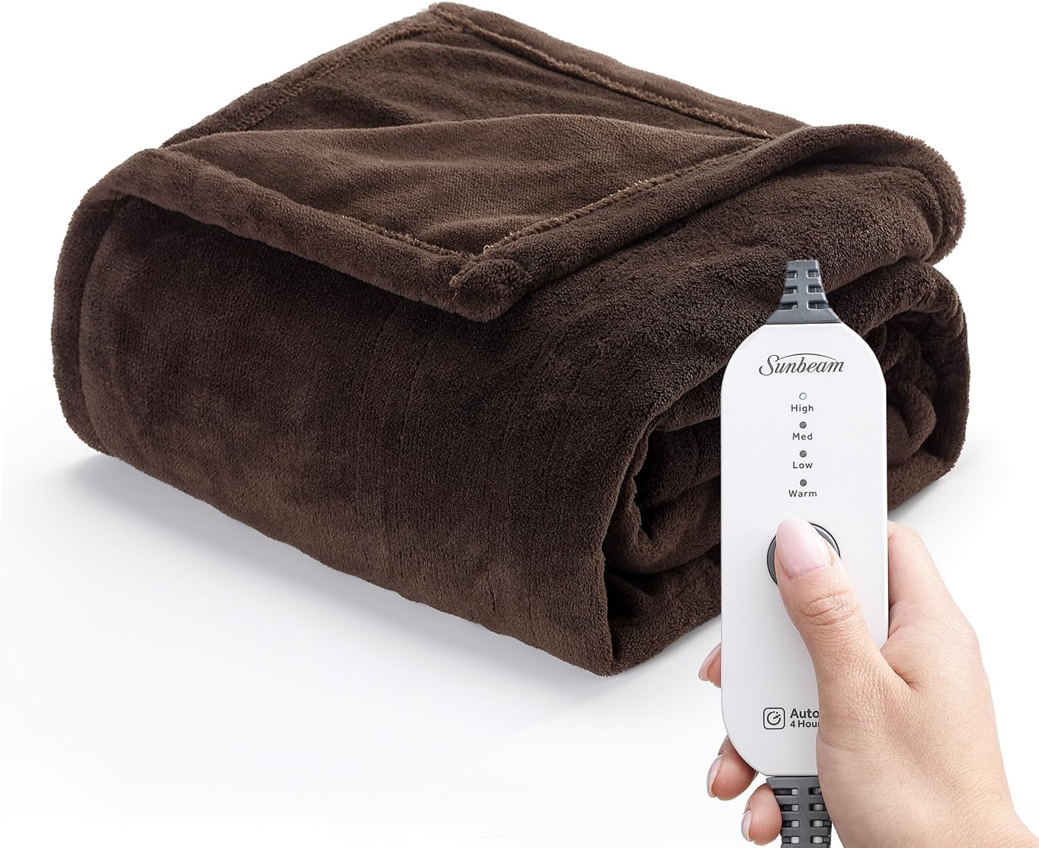 Sunbeam Royal Ultra Admiral Blue Heated Blanket 12 Heat Settings Auto-Shut Off Machine Washable Twin