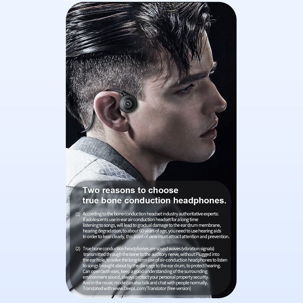 Bluetooth 5.0  Wireless Bone Conduction Headsets Open Ear Headphones MIC