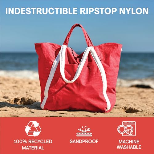 Beach Bags Waterproof Sandproof, Packable Beach Bag, Waterproof Beach bag, Beach Bag with Zipper, Beach Tote Bag