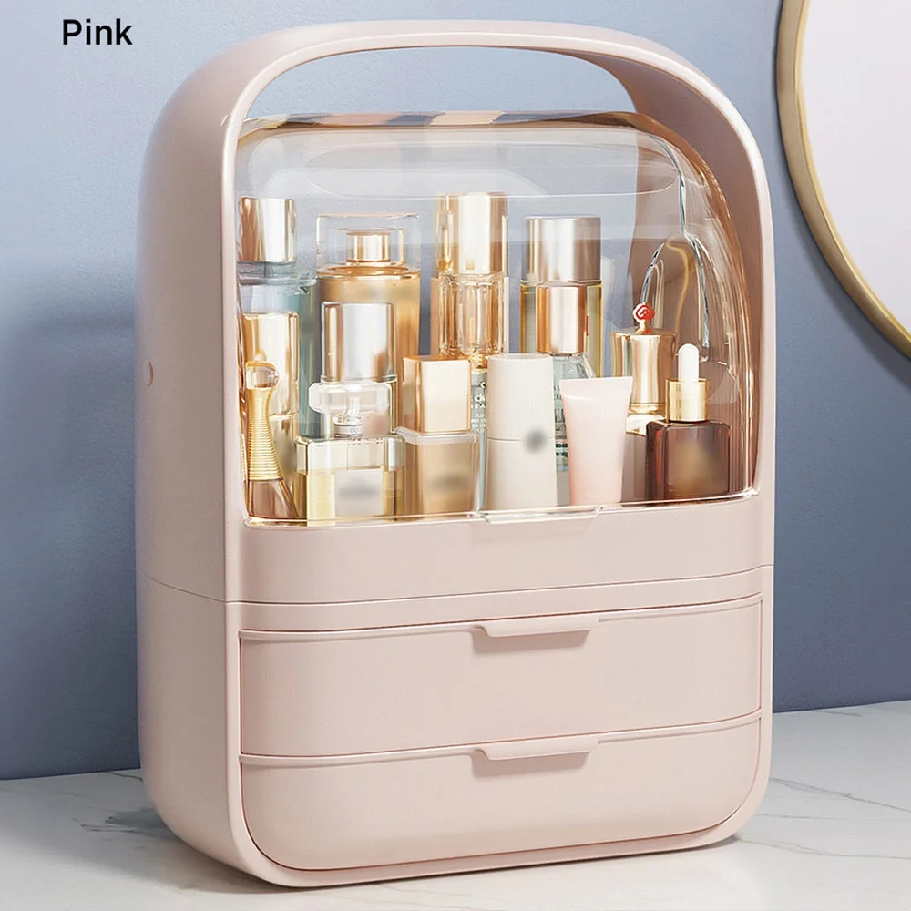 RUXAN Modern Makeup Storage Box With Drawer Pink