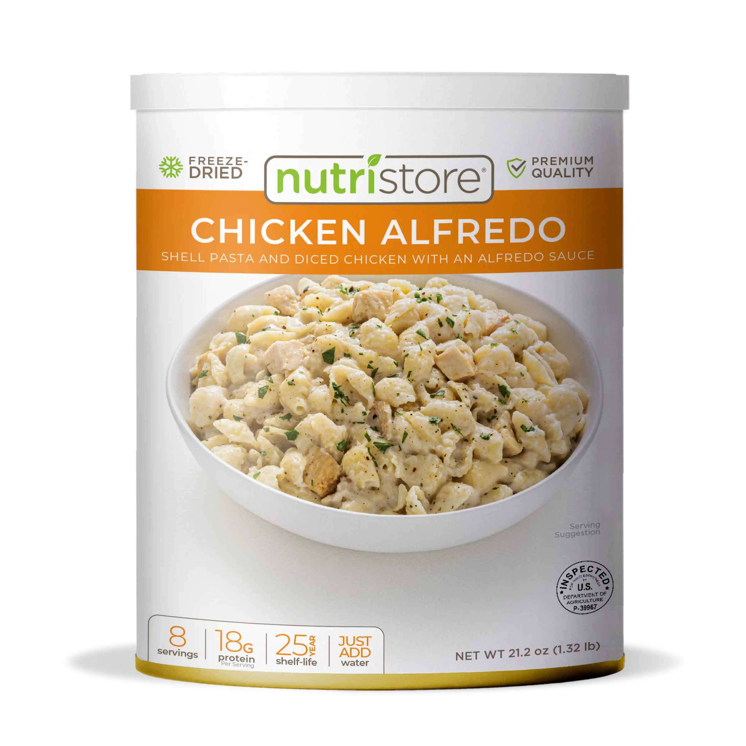 Nutristore | Freeze-Dried Chicken Alfredo | Emergency Survival Bulk Food Storage Meal | Perfect for Everyday Quick Meals and Long-Term Storage | 25 Year Shelf Life | USDA Inspected