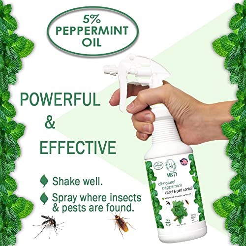 Minty Insect & Pest Control, Powerful & Natural 5% Peppermint Oil Spray for Ants, Spiders, Bed Bugs, Dust Mites, Roaches and More - Indoor and Outdoor Use, 128 fl oz Gallon