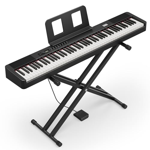 Donner DEP-20 Lite Beginner Digital Piano 88 Key Weighted Full Size Keyboard, Portable Electric Piano Set with Stand, Sustain Pedal, Keyboard Stickers for Beginners Adults