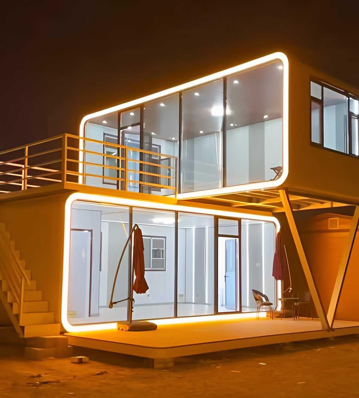 Detachable luxury 2 Story Pod House Fullyfurnished, Space Apple cabin house capsule tiny house with Kitchen and Bathroom.
