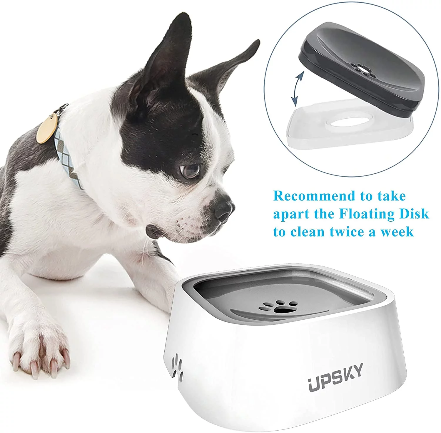 Dog Water Bowl,No Spill,No Drip Slow Water Feeder Dog Bowl,No-Slip Pet Water Dispenser 35oz for Dog and Cat