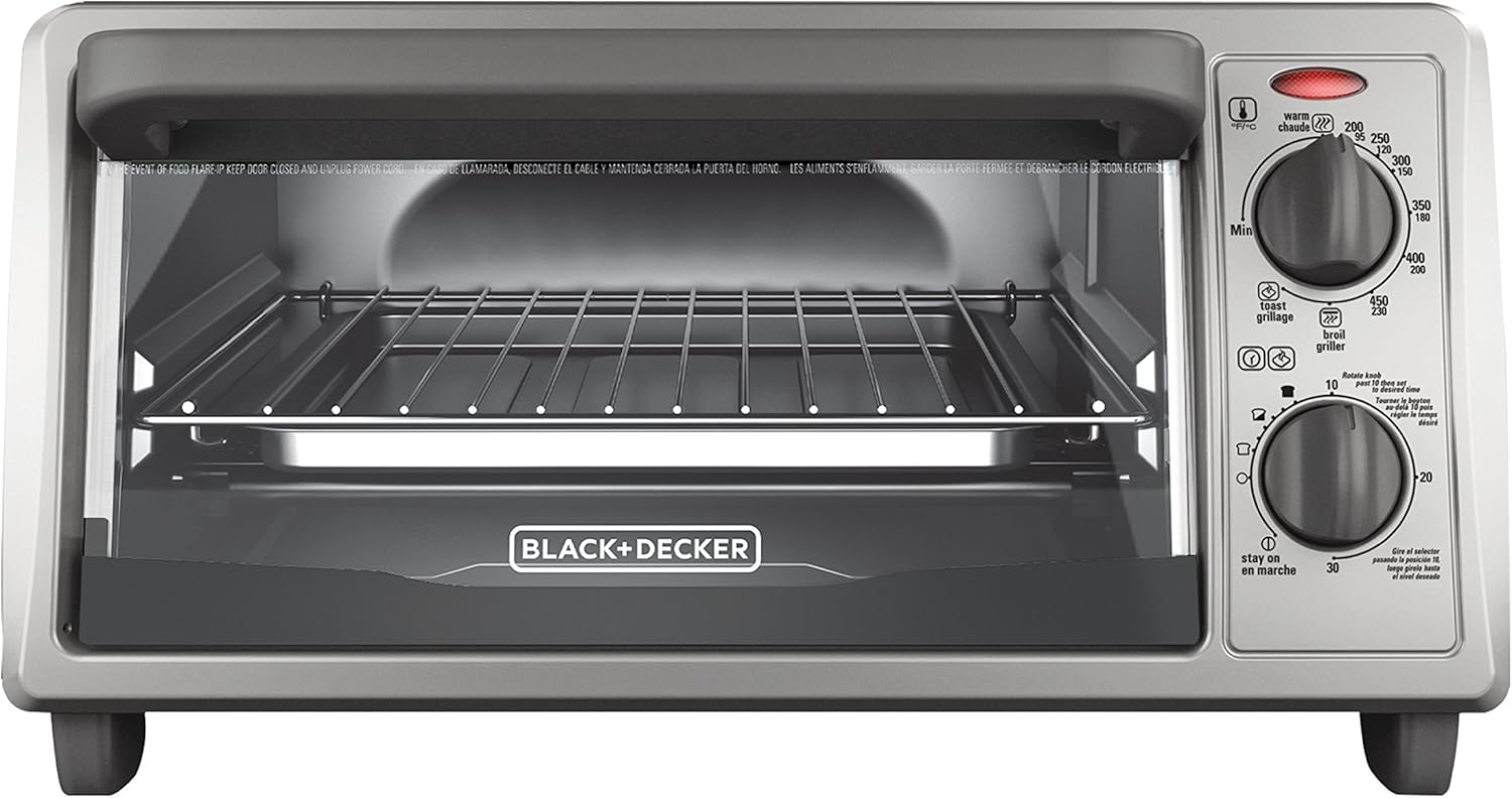 BLACK+DECKER 4-Slice Countertop Toaster Oven, Stainless steel Silver TO1322SBD