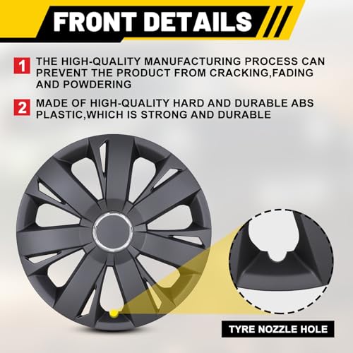 Wheel Hubcap Covers 16 inch, ABS Chrome Wheel Rim Cover Hub Caps Snap On Auto Tire Sturdy Guards Replacement Set of 4, Universal for Most Cars Nissan Toyota Acura Chevy Mazda VW