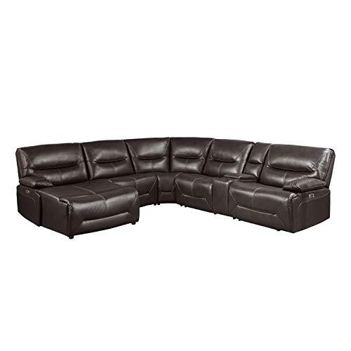 Lexicon Westby Power Modular Reclining Sectional Sofa, Right Side Chaise, Brown