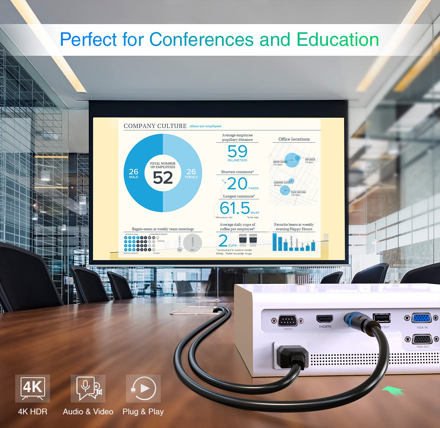 BlueRigger 4K HDMI Cable with Signal Booster (75FT, 4K 30Hz, in-Wall CL3 Rated) Pack of 2