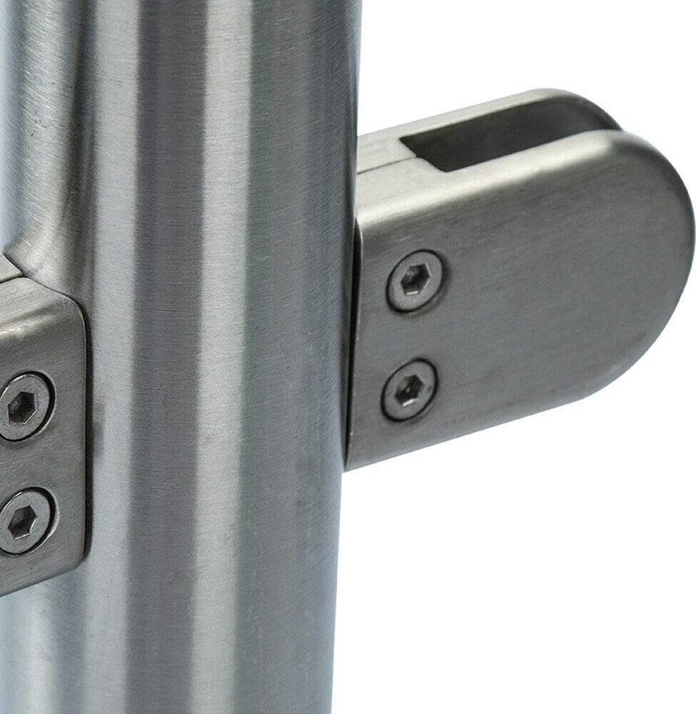 TFCFL 110CM High Glass Balustrade Railing Post Glazing Stainless Steel Pole Handrail Garden Fencing Silver (110cmEnd Post) (110cm Mid Post) Pack of 2