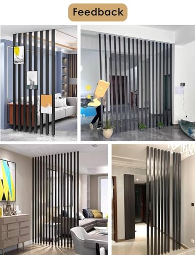Room Divider Black Frame Room Separator Wood, Customized Wall Partition Room Divider Floor to Ceiling Wooden Slats, Decorating Bed/Living Room/Cubicle (Color : Height, Size : 105cm/41.3in/3.44ft)