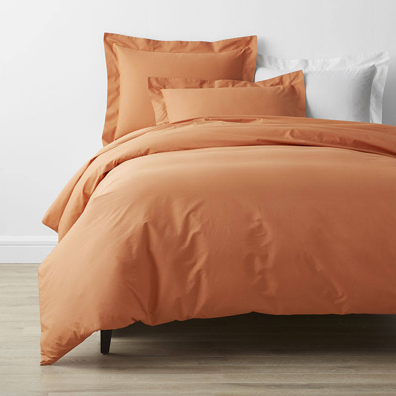 The Company Store Company Cotton Terracotta Solid 300-Thread Count Cotton Percale Twin Duvet Cover