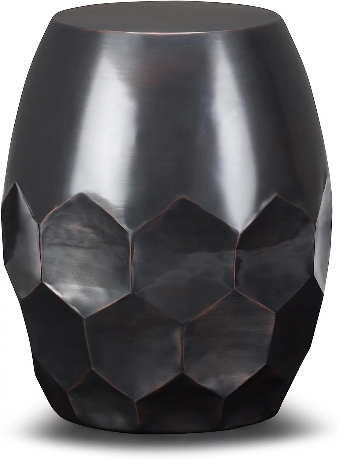 16 Inch Wide Metal Accent Side Table In Antique Copper, Fully Assembled, End, Bedside Table And Nightstand, For The Living Room And Bedroom