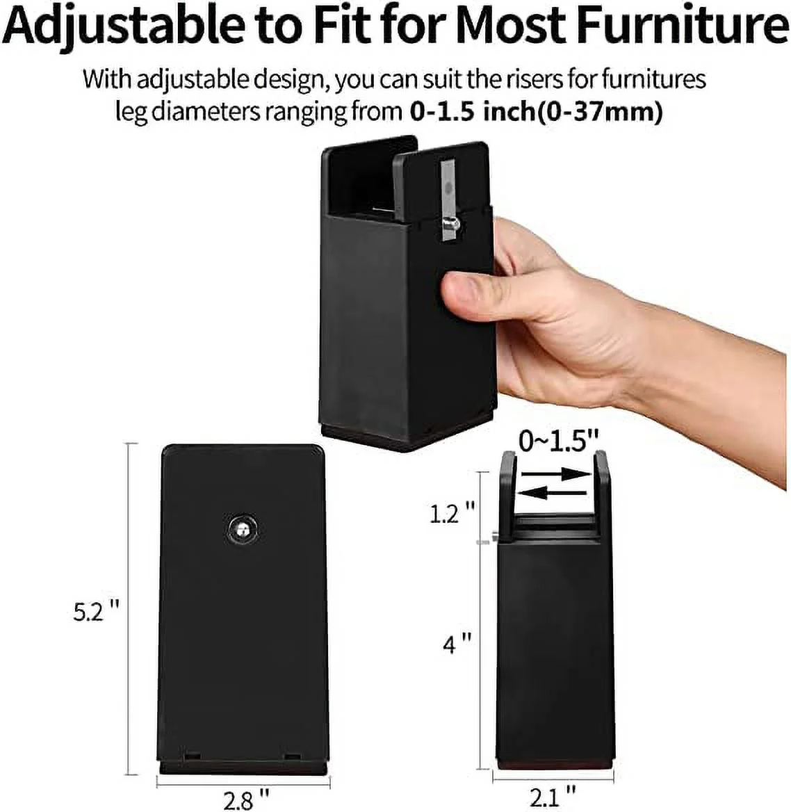 Ezprotekt Adjustable Bed Riser, Fits Foot Thickness of Bed from 0 to 1.5