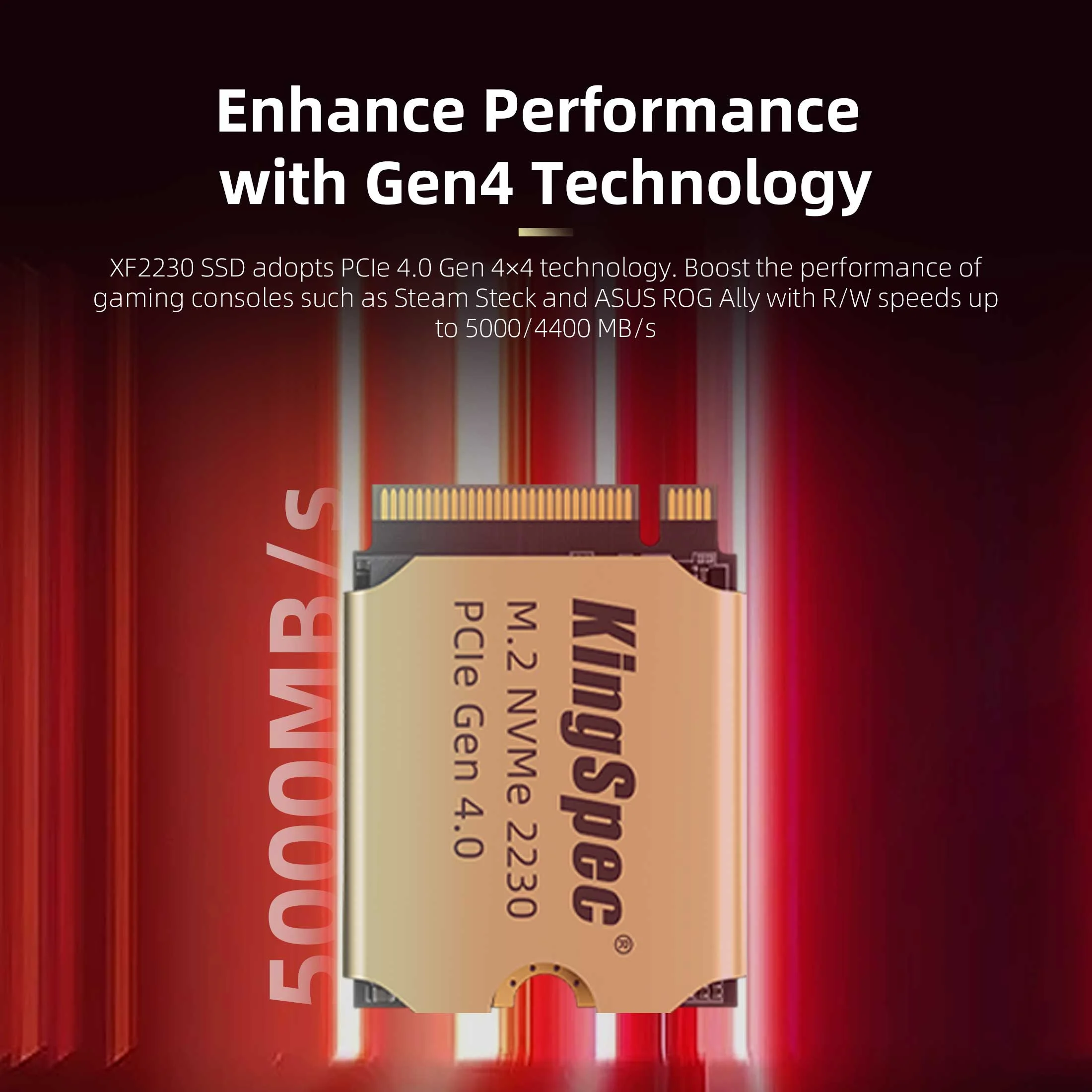 KingSpec XF 512GB M.2 2230 SSD PCIe 4.0, 5000MB/s Read Copper Heatsink, 3D NAND Flash, Compatible with Steam Deck/ASUS ROG Ally/Surface Pro